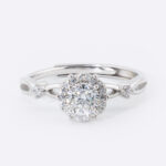 Delicate Halo Vine Moissanite Ring – S925 Sterling Silver