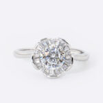 Baguette Halo Moissanite Ring – S925 Sterling Silver