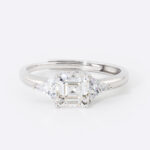 Emerald Cut Three-Stone Moissanite Ring – S925 Sterling Silver