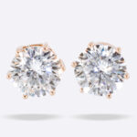 Classic Round Moissanite Stud Earrings – Rose Gold Vermeil