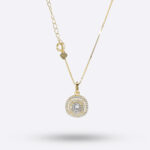 Golden Double Halo Diamond Necklace – Radiant Luxury