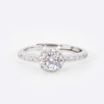 Aurora Blossom Halo Diamond Ring of Eternal Moonlight Serenity