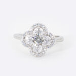 Imperial Four-Petal Radiant Clover Diamond Halo Ring of Timeless Grace and Eternal Love