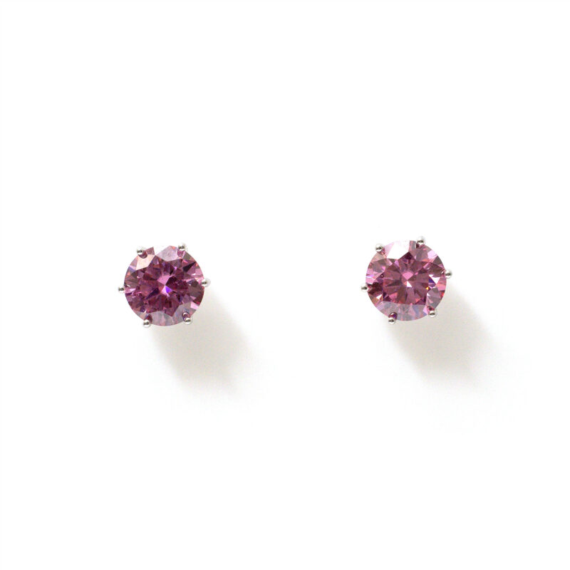 Aster Pink-Solitaire Studs