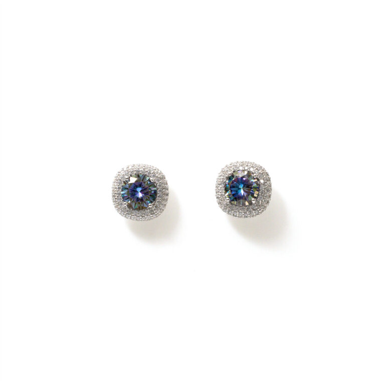 Flora Sapphire-Halo Studs
