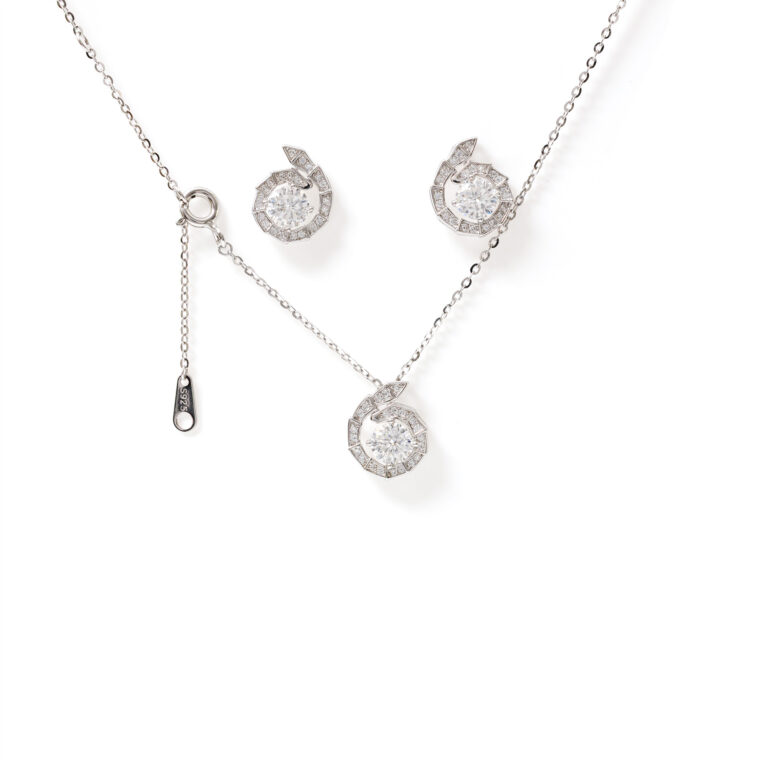 Nadia Crescent-Halo-Set Necklace