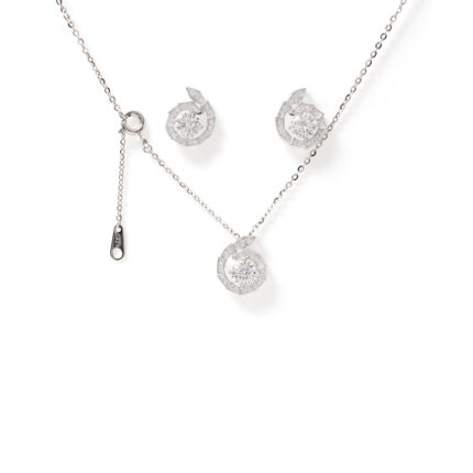 Nadia Crescent-Halo-Set Necklace