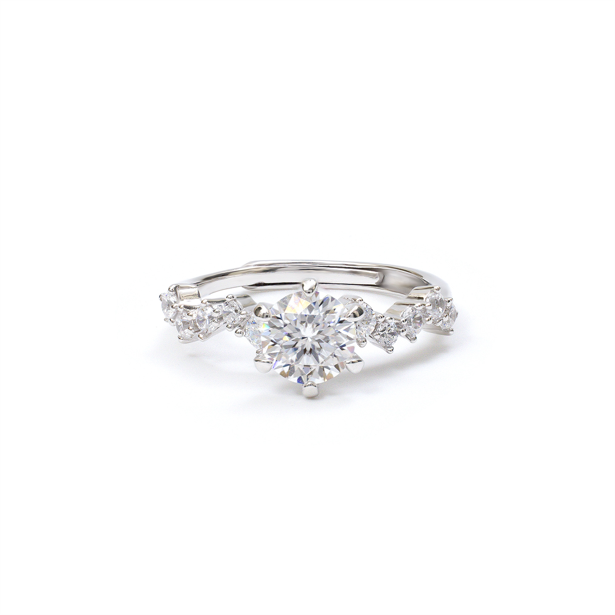 E0235-01 Nadia Chevron-Solitaire Ring