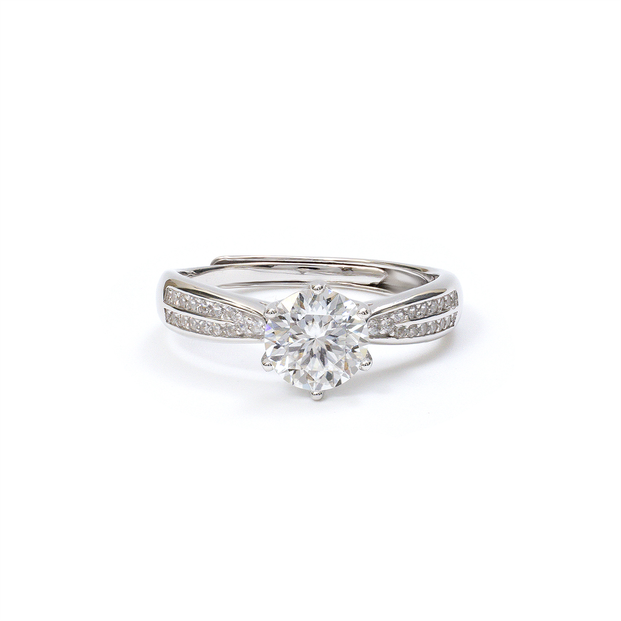 E0236-01 Celeste Chevron-Solitaire Ring