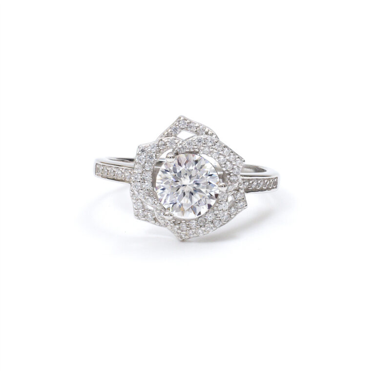 Kaia Hexagon-Halo Ring