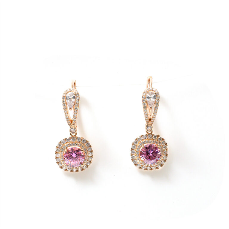 Flora Pink-Double-Halo Hoops