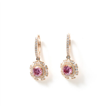 Elara Pink-Square-Halo Hoops