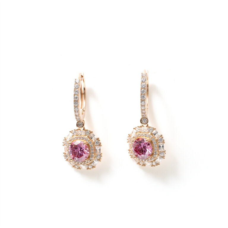 Elara Pink-Square-Halo Hoops