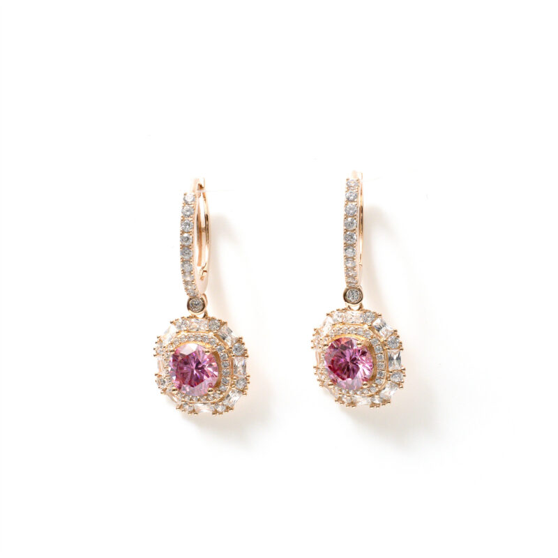Elara Pink-Square-Halo Hoops